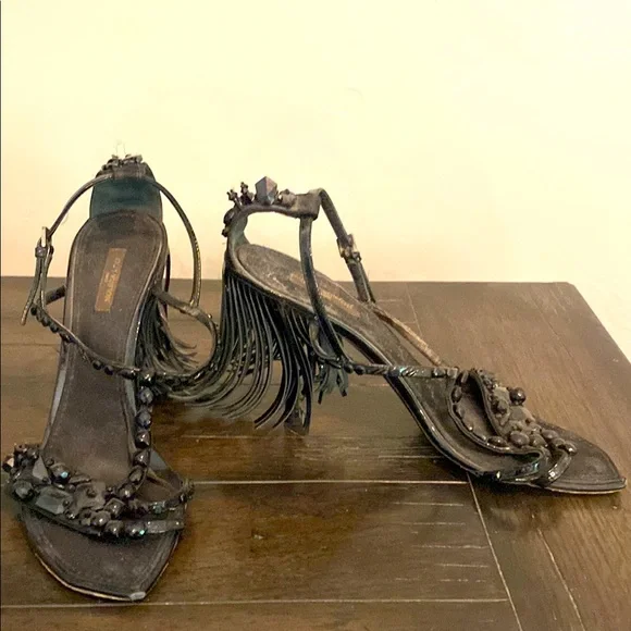 Louis Vuitton  Black Beaded Women's Sandals - Picture 4 of 11